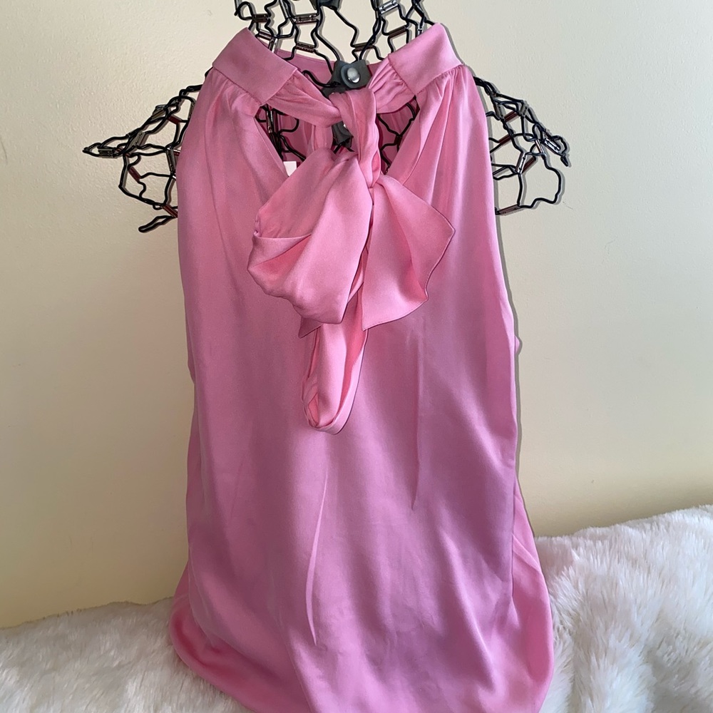 Alice + Olivia Kinsley Gathered Silk Halter Top XL Pink ***READ - Picture 4 of 14